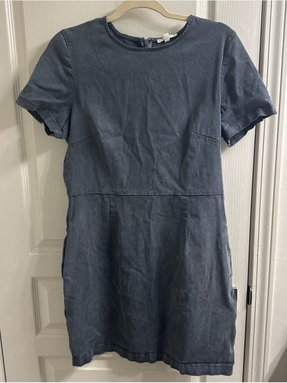 VETTA Washed Grey Short Sleeve Shift Dress